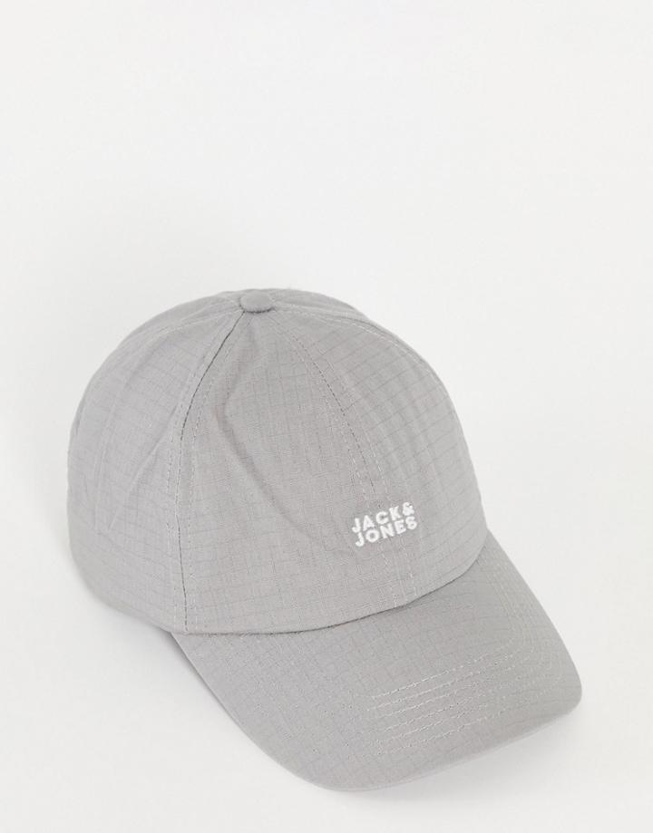 Jack & Jones Baseball Cap With Logo In Gray-grey