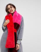 Warehouse Premium Color Block Faux Fur Scarf - Multi