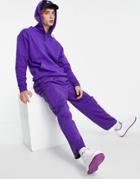 Asos Design Oversized Hoodie In Purple With Toggle Neck Detail