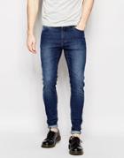 Cheap Monday Jeans Him Spray Stretch Super Skinny Fit Dark Blue - Dark Blue