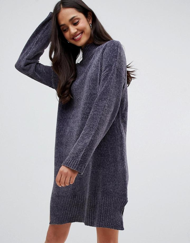 Brave Soul Jamie Sweater Dress Inn Chenille - Gray