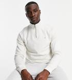 Farah Jim Quarter Zip Sweatshirt In Chalk-white