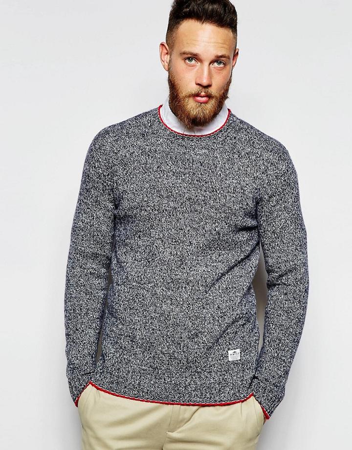 Penfield Sweater With Melange Knit - Navy