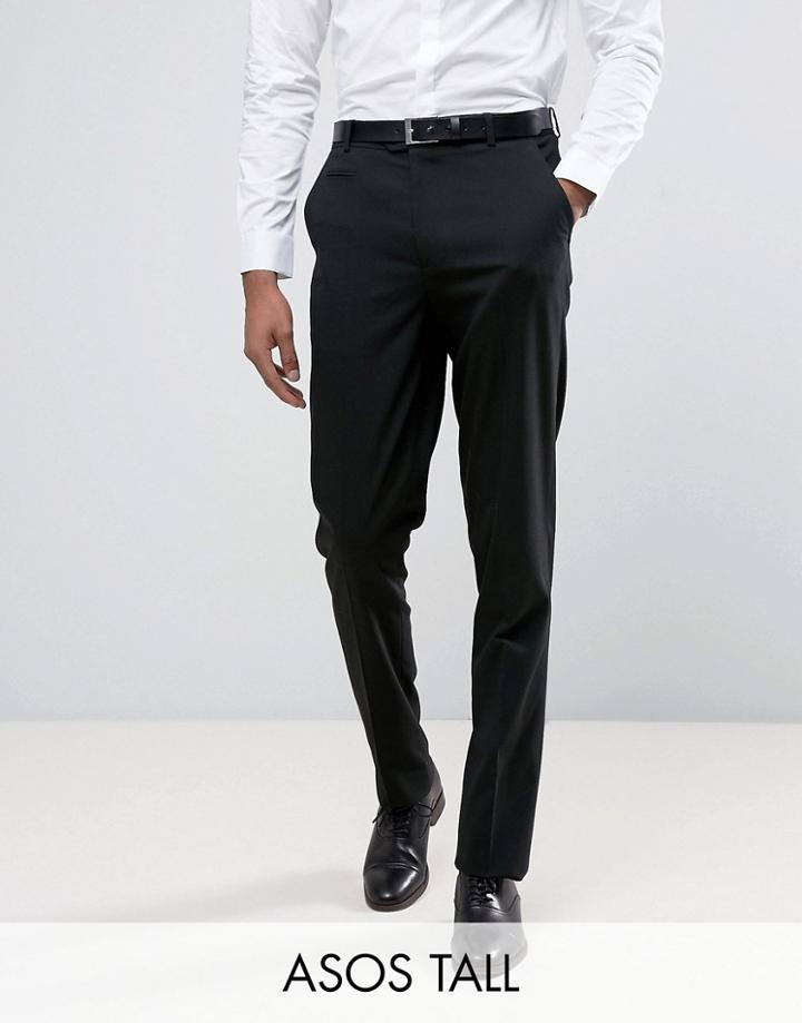 Asos Tall Slim Smart Pants In Black - Black