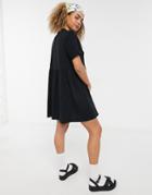 Noisy May Organic Cotton Mini Smock T-shirt Dress In Black