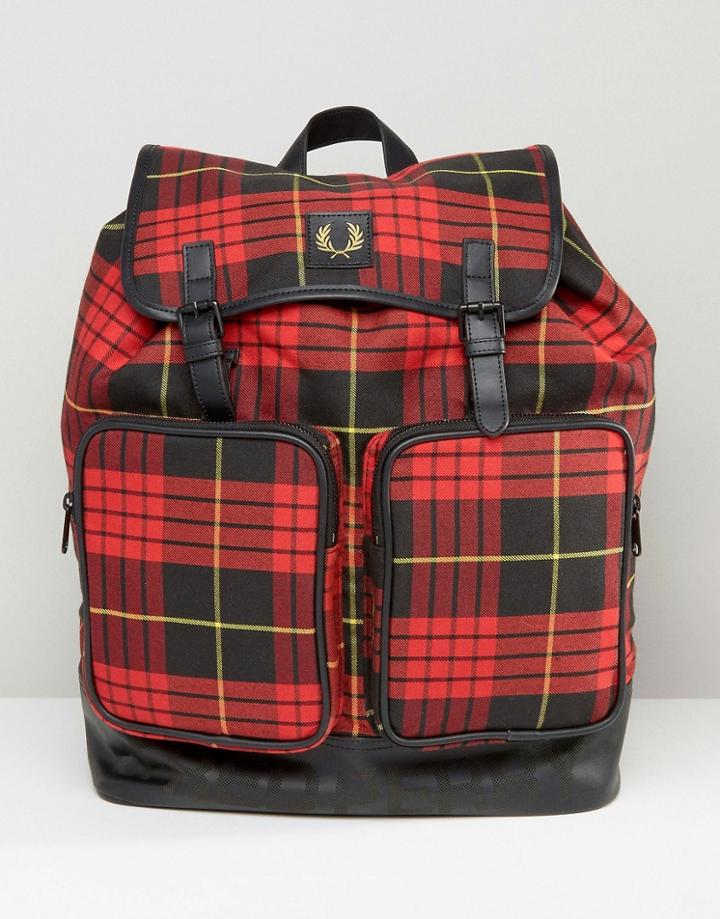 Fred Perry Plaid Backpack - Red