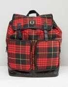 Fred Perry Plaid Backpack - Red