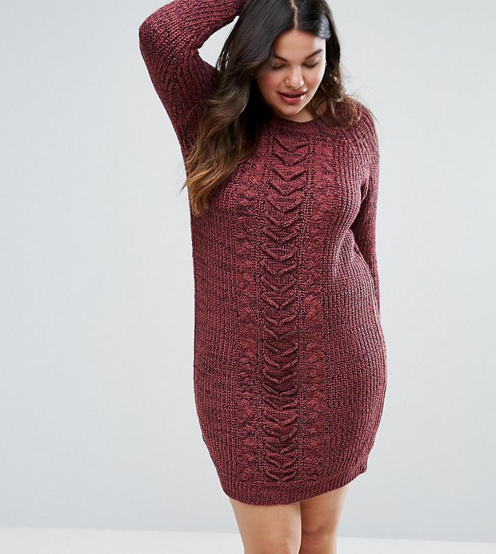 Junarose Plus Sweater Dress - Red