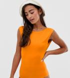 Monki Sporty Swimsuit In Mustard - Orange