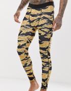 Asos 4505 Running Tights With Camo Print And Quick Dry-black
