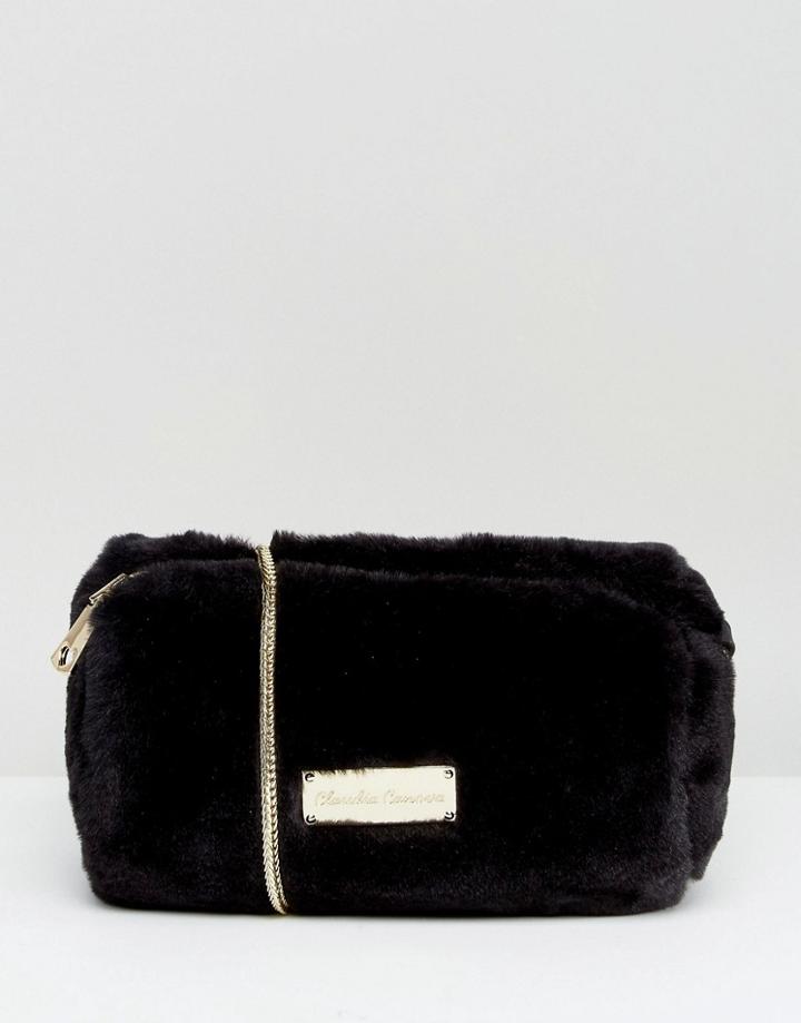 Claudia Canova Faux Fur Cross Body Bag In Black - Black