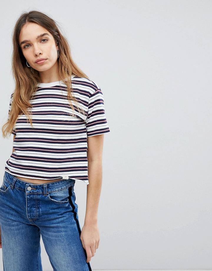 Pull & Bear White Stripe Tee - White