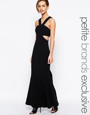 Jarlo Petite Daciana Cut Out V Neck Maxi Dress - Black