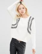Y.a.s Dina Sweater With Crosstitch Detail - Beige