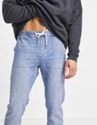 Asos Design Relaxed Lightweight Denim Sweatpants In Blue-blues