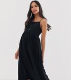 New Look Maternity Lattice Front Midi Dress In Black