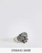 Asos Sterling Silver Ring With Tiger Design - Silver