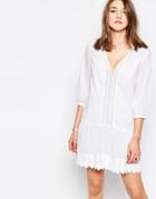 Diya Sun Dress Wiith Crochet Detail - White