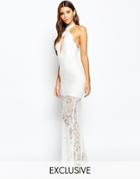 Love Triangle High Neck Maxi Dress With Scalloped Edges - Cream