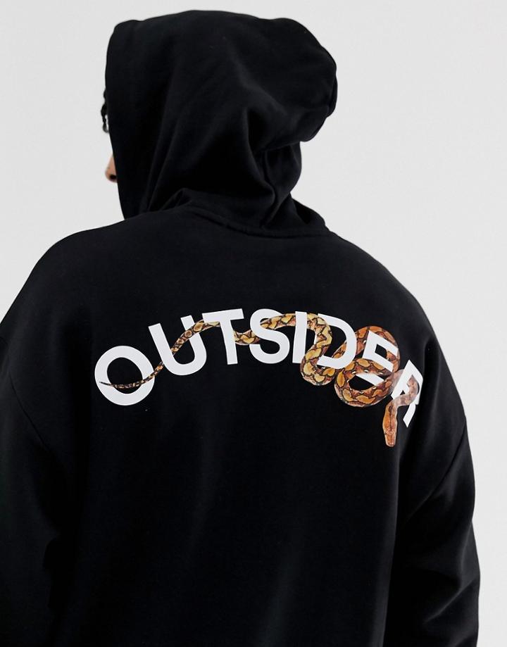 Asos Design Oversized Hoodie With Snake Print In Black