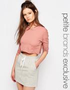 One Day Petite Jersey Crop Hoody - Blush