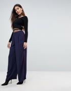 Asos Tailored Contrast Piped Track Pant - Navy