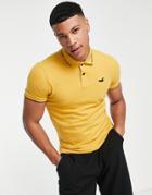 Hollister Icon And Sport Tipping Logo Pique Polo In Yellow