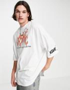 Asos Unrvlld Spply Extreme Oversized T-shirt With Logo Neck Print In White
