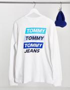 Tommy Jeans Back Mountain Print Long Sleeve Top In White