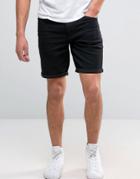 Asos Denim Shorts In Stretch Slim Black - Black
