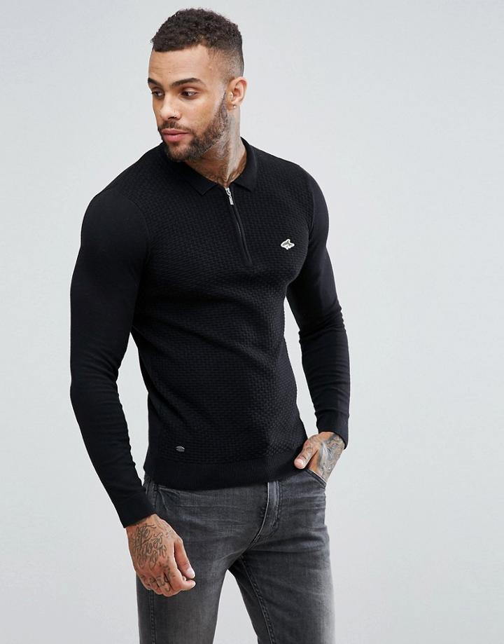 Le Shark Quarter Zip Polo - Black