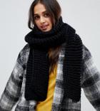 Stitch & Pieces Black Chunky Knitted Scarf - Black