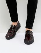 Asos Loafers In Burgundy Leather With Creeper Sole - Red