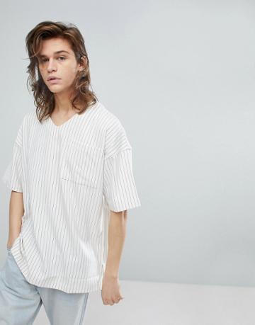 Fairplay Striped Baseball Shirt - White