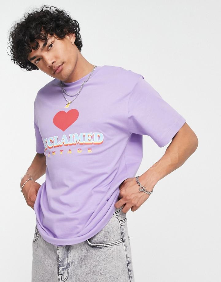 Reclaimed Vintage Inspired Heart T-shirt In Purple