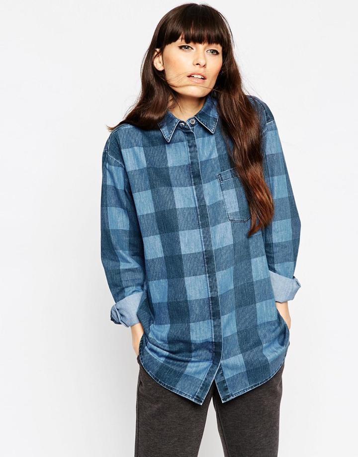 Asos Chambray Check Shirt - Multi