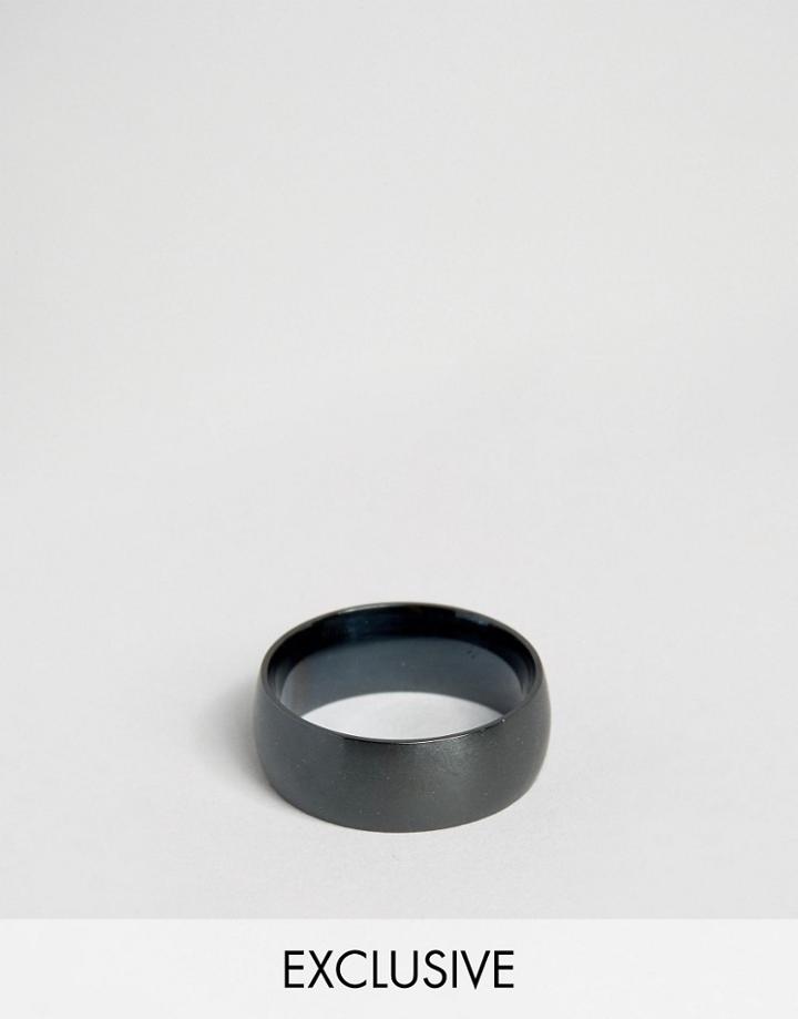 Reclaimed Vintage Matte Black Band Ring - Black