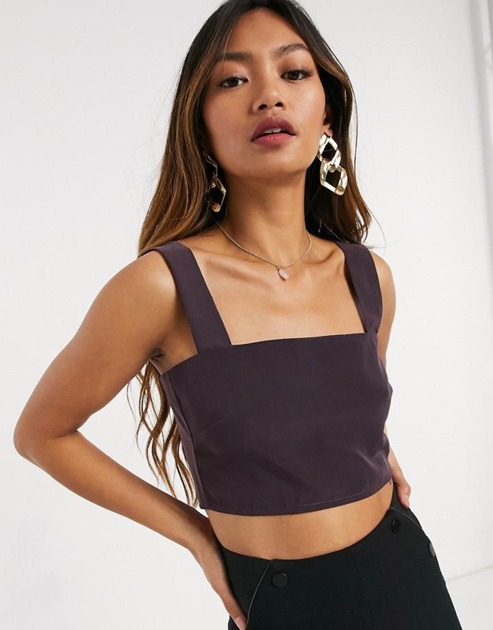 Vesper Square Neck Crop Top Co-ord In Purple