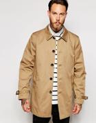 Asos Trench Coat With Buttons In Tobacco - Beige