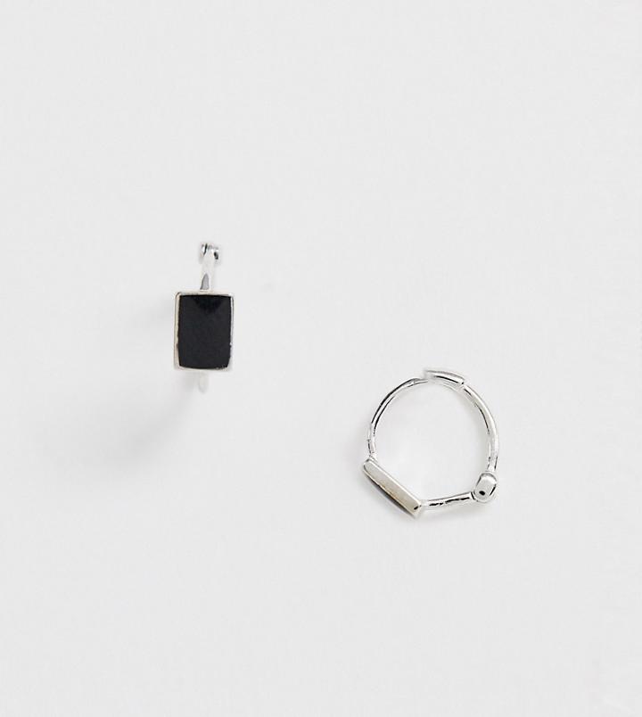 Designb Hoop Earrings In Sterling Silver