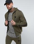 Good For Nothing Zip Up Hoodie In Khaki - Green
