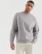 Asos Design Oversized Sweatshirt In Flat Gray - Gray