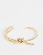 Asos Design Cuff Bracelet With Statement Wire Wrap Design In Gold Tone - Gold