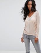 Mango Hole Textured Sweater - Pink