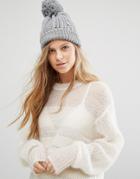 Warehouse Cable Knit Beanie Hat - Gray