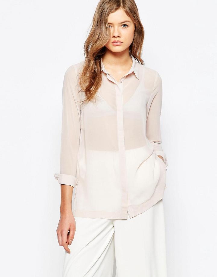 Pieces Sara Chiffon Shirt - Violet