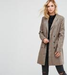 Missguided Tall Checked Longline Jacket - Brown
