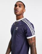 Adidas Originals Adicolor Three Stipe T-shirt In Shadow Navy