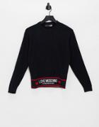 Love Moschino Fascia Logo Hem Sweatshirt In Black