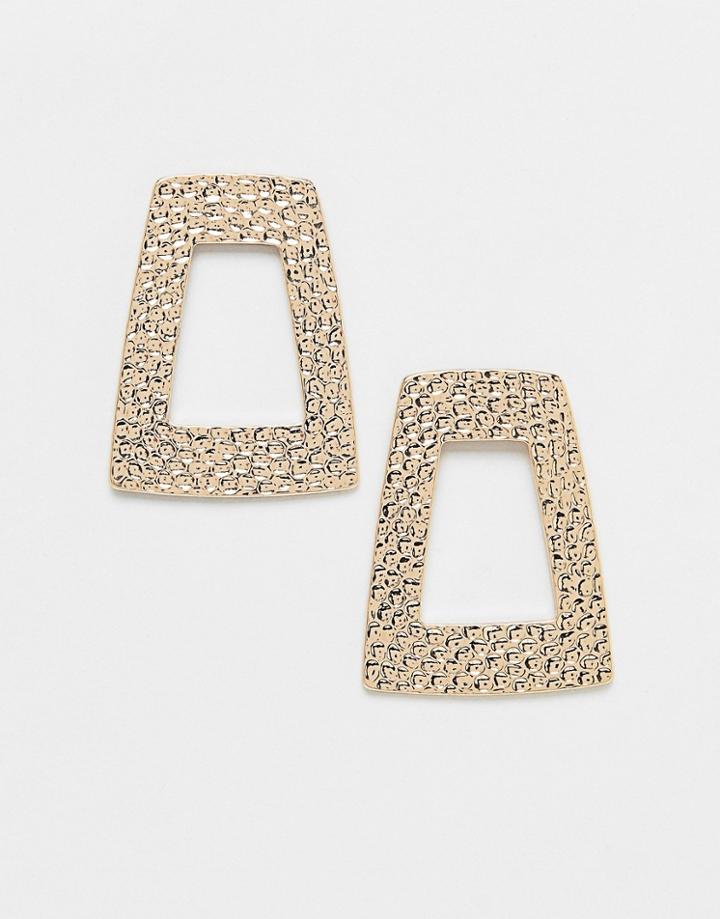 Monki Oversized Hammered Earrings In Gold - Gold